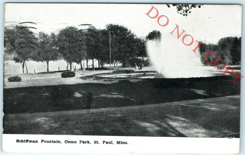 1911 St. Paul MN Schiffman Fountain Como Park Litho Photo Postcard Minn Vtg A17