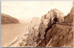 Inspiration Point Columbia River Highway Oregon OR Real Photo RPPC Postcard