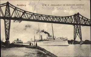 Rendsburg Germany SMS Hohenzollern Bridge Steamer Vintage Postcard