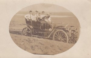 Cars Family In Old Car 1910 Real Photo
