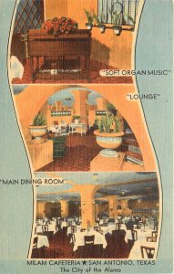 Linen Postcard Milam Cafeteria San Antonio TX With Soft Organ Music Multiview