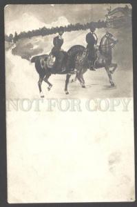 3076396 Lovers on HORSES vintage REAL PHOTO COLLAGE RARE