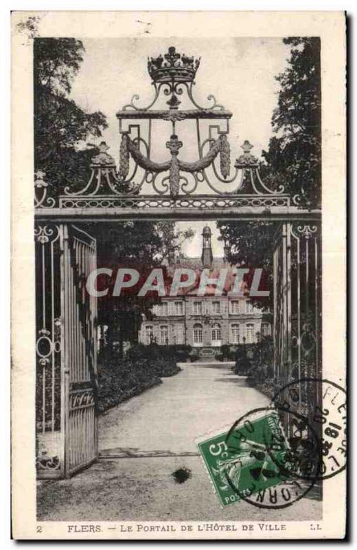 Old Postcard Flers Portal De L Hotel De Ville