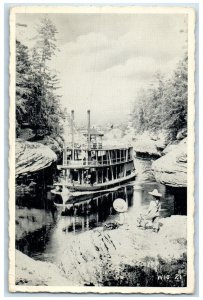 c1920's Excursion Boats River Rock Formation Wisconsin Dells Wisconsin Postcard