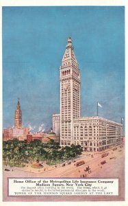 Vintage Postcard 1920s Office Metropolitan Life Insurance Co. Madison Square NYC