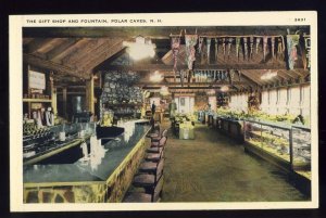 Polar Caves, New Hampshire/NH Postcard, Gift Shop & Fountain