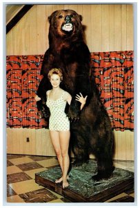 c1960 Giant Kodiak Bear Point Barrow Alaska AK Vintage Antique Unposted Postcard
