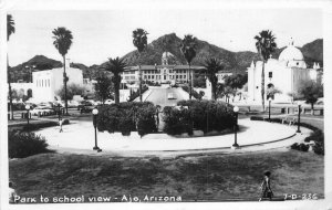 Ajo Arizona 1957 Park School View RPPC Photo Postcard 20-691