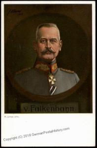 Germany WWI General von Falkenhayn Patriotic Portrait PPC 63812
