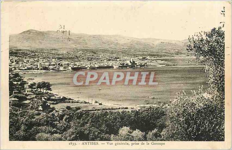 Old Postcard ANTIBES General -vue taken Garoupe