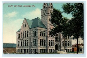 1913 City Hall Janesville Wisconsin WI Posted Antique Postcard 