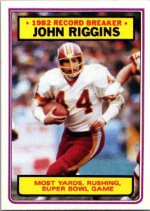 1983 Topps Fooyball Card '82 Record Breaker John Riggins Washington Reds...