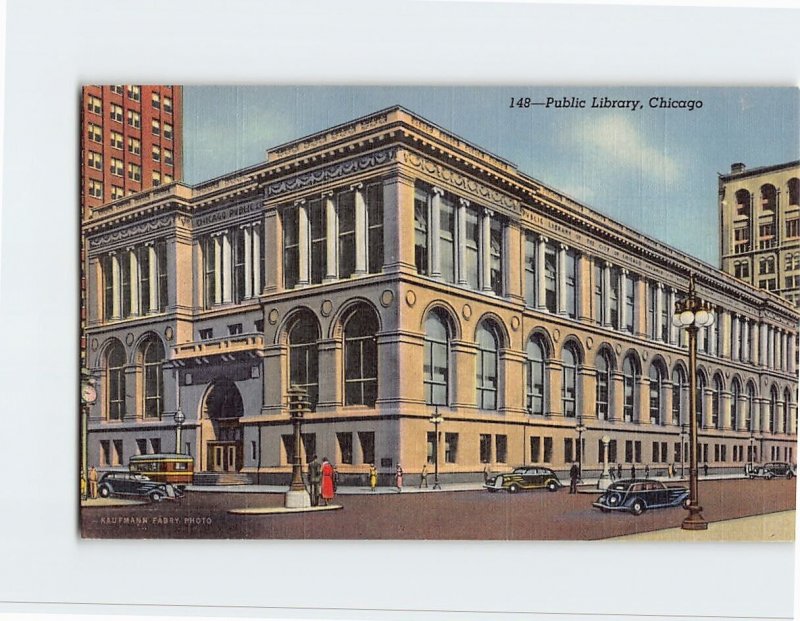 Postcard Public Library, Chicago, Illinois