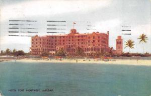 Nassau Bahamas Hotel Fort Montague View from Water Antique Postcard J79998