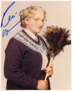 Robin Williams as Mrs Doubtfire 10x8 Hand Signed Photo VG