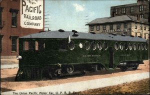 Omaha NE Nebraska union Pacific Motor Car Railroad Train Vintage Postcard