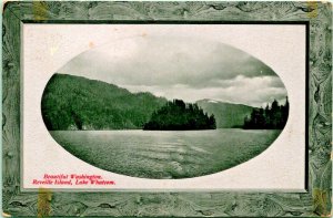 Reville Island Lake Whatcom Washington WA 1910s Vtg Postcard PNC Glosso Series