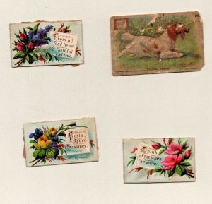 Vintage 1880's Victorian - Small - Lot of 4 - Greetings - Religious - Dogs