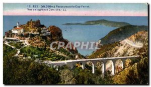 Eze Old Postcard Panorama and Cap Ferrat View of the Grande Corniche