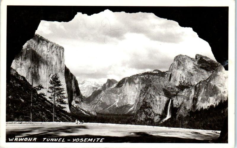 RPPC  YOSEMITE NATIONAL PARK, CA  VALLEY VIEW from WAWONA TUNNEL  c50s  Postcard