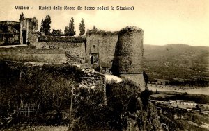 Italy - Orvieto. Ruins of the Fortress, Railway Station in Background