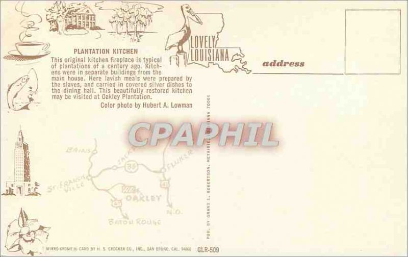 Postcard Old Plantation Louisiana Kitchen