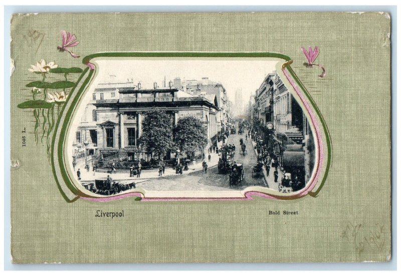 1902 Aquarium Insect Flower Bold Street Liverpool England Antique Postcard