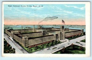 ELGIN, Illinois IL ~ Birdseye ELGIN NATIONAL WATCH WORKS 1928  Postcard