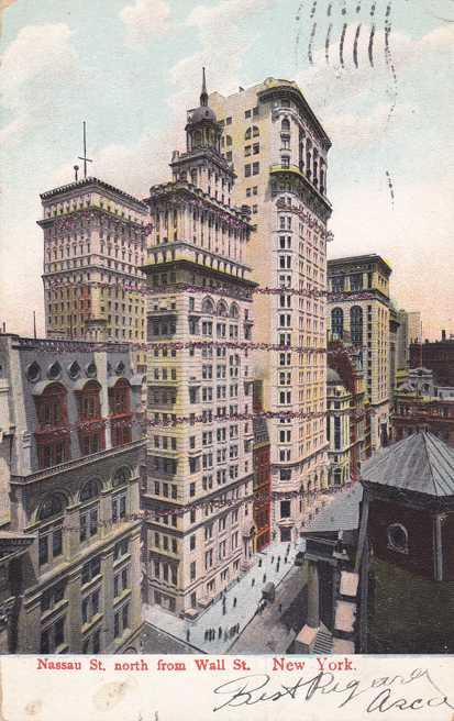 Nassau Street from Wall Street - New York City pm 1907