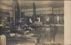 Auburn RI Rhode Island Library Interior c1910 Real Photo Postcard