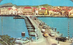 Curacao Netherlands West Indies Pontoon Bridge Harbor Vintage Postcard 08.39