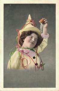 Artist Signed Woman in a Costume Vintage Postcard 07.87