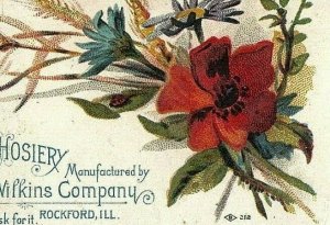 The Seamless Hosiery S B Wilkins Co Floral Victorian Calling Card Rockford IL 