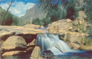 Tucson, AZ Sabino Canyon Waterfalls, Coronado Forest Postmarked 1952 Chrome