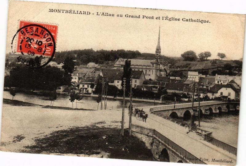 CPA MONTBÉLIARD - L'Allau au Grand Pont et l'Église Catholique (183060)