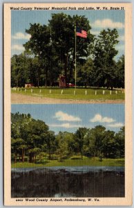 Vtg Parkersburg WV Wood County Veterans Memorial Park & Lake 1950s Postcard