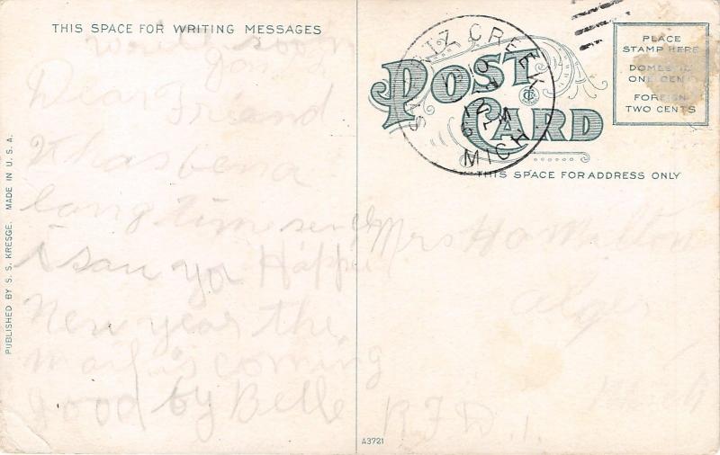 Flint Michigan~Presbyterian Church~Stone Bldg~Bell in Steeple~1910 Postcard