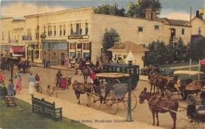 Mackinac Island Michgian 1961 Postcard Main Street tape on right edge