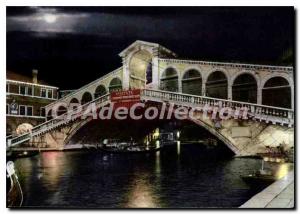 Postcard Modern VENEZIA night Rialto Bridge