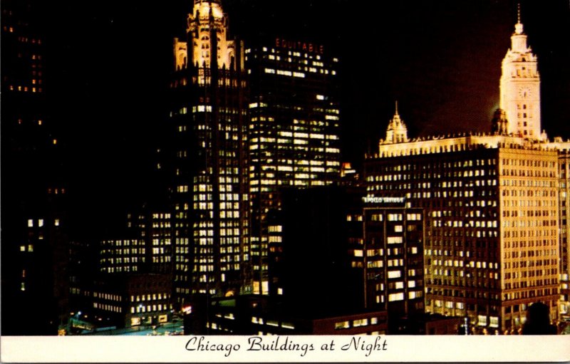 Illinois Chicago Night View Along Michigan Avenue