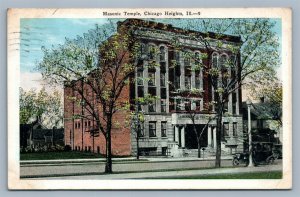 CHICAGO HEIGHTS IL MASONIC TEMPLE ANTIQUE POSTCARD