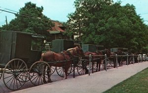 Vintage Postcard County Seat Holmes Amish Capital Horse Buggies Millersburg Ohio