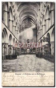 Old Postcard Tournai Interior of the cathedral