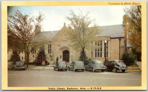 Public Library Rochester Minnesota MN Mainroad & Pinetrees Landmark  Postcard