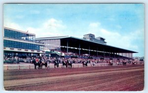 EAST BOSTON, MA Massachusetts ~ Horse Racing at SUFFOLK DOWNS 1959 Postcard 