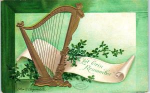 ST PATRICK'S DAY Greeting  HARP  Clapsaddle   c1910s  Embossed Tuck   Postcard