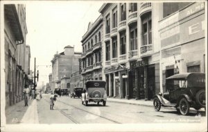 Tampico Mexico Nice Street Scene w/ Cars Calle Camerua Real Photo Postcard