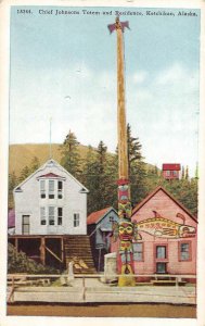 CHIEF JOHNSON'S TOTEM & RESIDENCE KETCHIKAN ALASKA POSTCARD (c. 1920s)