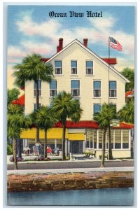 c1940's Ocean View Hotel & Restaurant Bay Front St. Augustine Florida Postcard