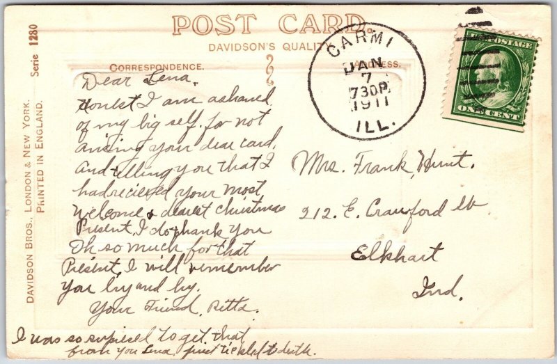 1911 Hearty Congratulations Oceanscape Boating Greetings Posted Postcard